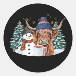 Adesivo Vaca das Terras Altas Boneco de Neve Cacau Quente 