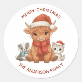 Adesivo Vaca das Terras Altas Personalizada de Natal Nome 