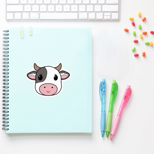 Adesivo Vaca de Corte Personalizada (Cute Cow Custom-Cut Sticker)