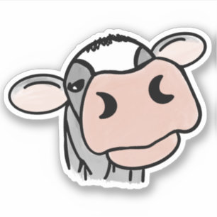 Adesivo vaca de desenho animado preto branco rosa beijo ci