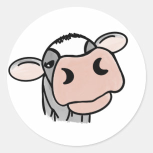 Adesivo vaca de desenho animado preto branco rosa beijo ci