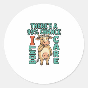 Adesivo Vaca Engraçada 99% de Chance de Não Me Importar Gr