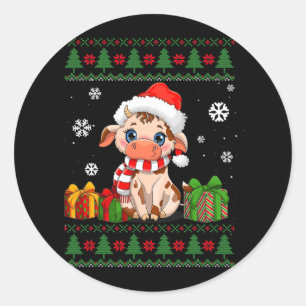 Adesivo vaca engraçada adora santa bonitinha que christmas