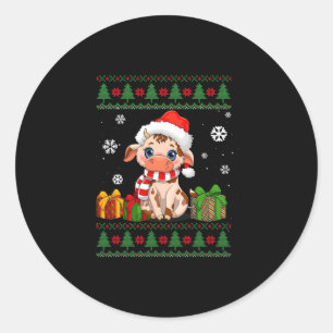 Adesivo vaca engraçada adora santa bonitinha que christmas
