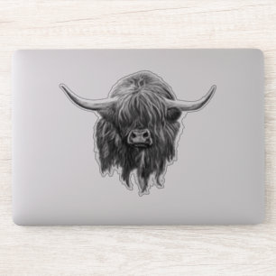 Adesivo Vaca escocesa das montanhas em preto e branco