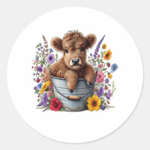 Adesivo Vaca Highland em Balde Flor, Cueca