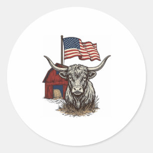 Adesivo Vaca Longhorn Patriótica e Design Vetorial de Cele