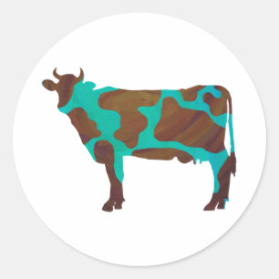 Adesivo Vaca Marrom e teal Silhouette