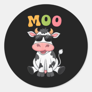 Adesivo Vaca Moo Groovy - Vaca de Fazendeiro Engraçada Hom