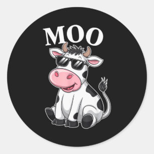 Adesivo Vaca Moo - Vaca Engraçada Fazendeiro Para Homens M