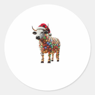 Adesivo Vaca Natal Santa Hat Buffalo Xadrez Xmas Vaca Lov