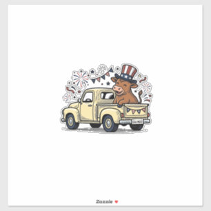 Adesivo Vaca Patriótica 4 de Julho Caminhão Vector Design_