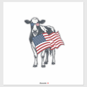 Adesivo Vaca Patriótica Bandeira Americana Desenho de Grav