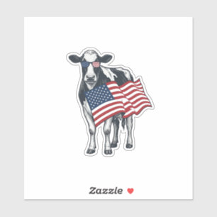 Adesivo Vaca Patriótica Bandeira Americana Desenho de Grav