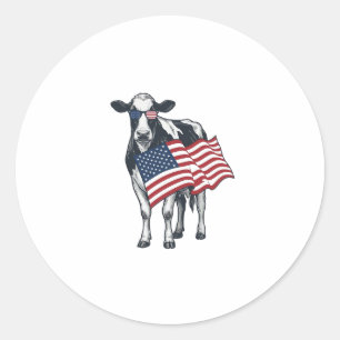 Adesivo Vaca Patriótica Bandeira Americana Desenho Vintage