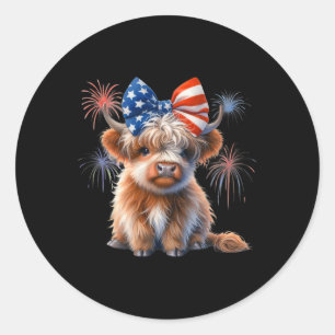 Adesivo Vaca Patriótica Highland Coquette 4 De Julho Farme