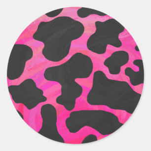 Adesivo Vaca rosa quente e Impressão preto
