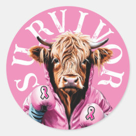 Adesivo Vaca Rosa Sobrevivente do Câncer da Mama