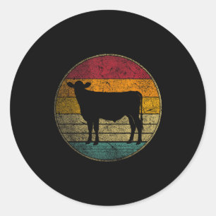 Adesivo Vaca - Silhueta Retro Antiga Desgastada 60s 70s