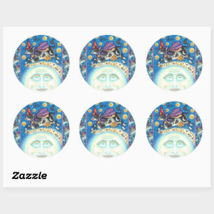 ADESIVO VACA SOBRE O HOMEM NA LUA, BRANQUEZA COLORIDA