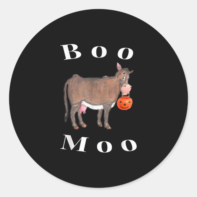 Adesivo Vaca Trick Or Treat Halloween Ghost Boo Moo (Frente)