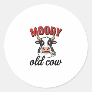 Adesivo Vaca Velha Mal-Humorada Camisa Vintage Engraçada d