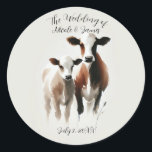 Adesivo Vacas em Aquarela Casamento Rústico Minimalista<br><div class="desc">Personalize com qualquer texto.</div>