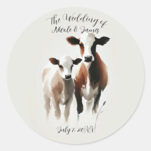 Adesivo Vacas em Aquarela Casamento Rústico Minimalista