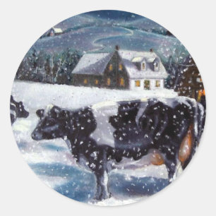 ADESIVO VACAS: NATAL: NEVE: ARTE: HOLTEIN
