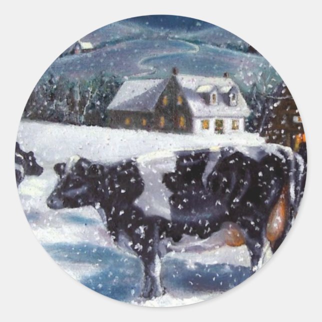 ADESIVO VACAS: NATAL: NEVE: ARTE: HOLTEIN (Frente)