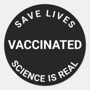 Adesivo Vacinada, a ciência é real, salva vidas preto