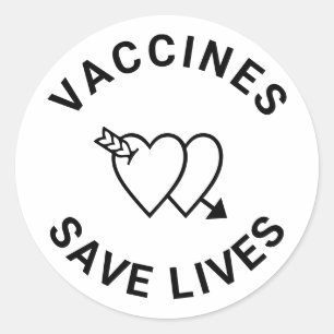 Adesivo Vacinas salvam vidas corações negros e brancos f