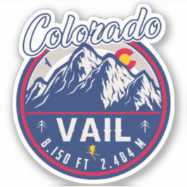 Adesivo Vail Colorado Mountain Retro Sunset Souvenirs