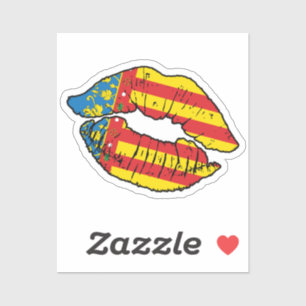 Adesivo Valencia Valenciana Lipstick Love Flag