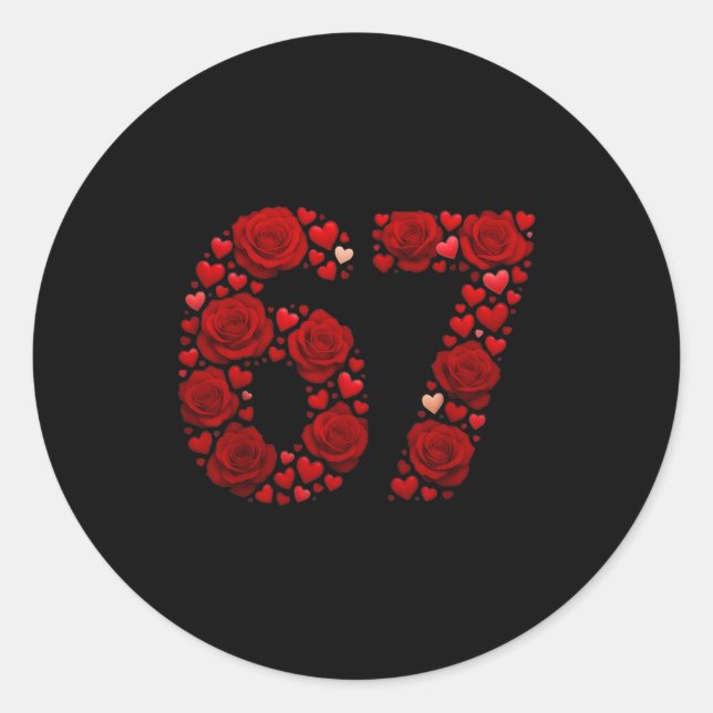 Adesivo Valentine 67 Meme Rose Hearts Funny Six Seven Vale (Frente)