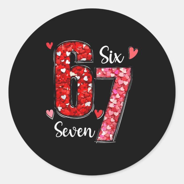 Adesivo Valentine 67 Six Seven Meme Rose Hearts Valentine’ (Frente)