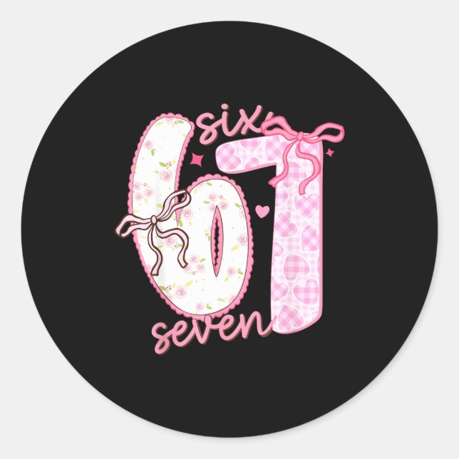 Adesivo Valentine 6 7 Funny Six Seven 67 Happy Valentines  (Frente)