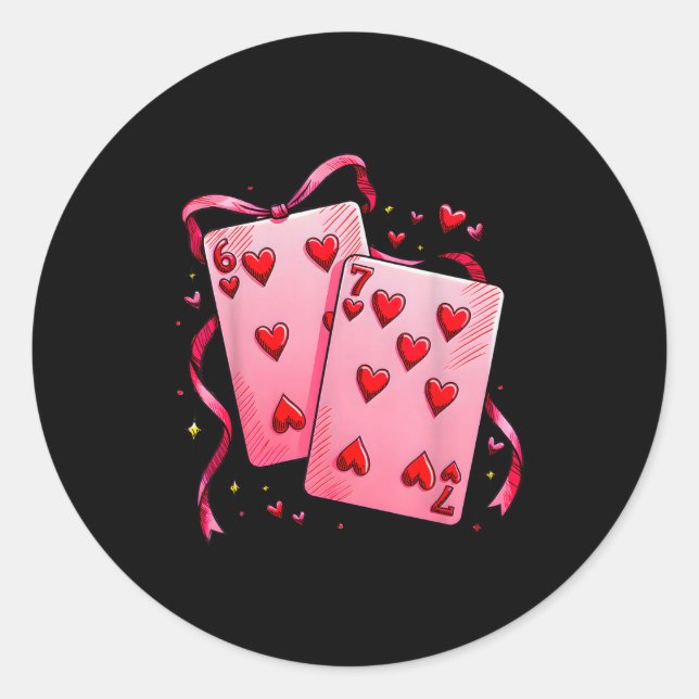 Adesivo Valentine 6 7 Valentine's Day Matching Playing Car (Frente)