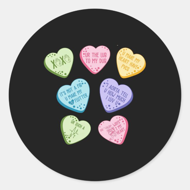 Adesivo Valentine Cardiology Nurse Conversation Hearts Can (Frente)