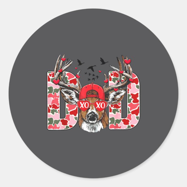 Adesivo Valentine Dad Camo Deer Buck Hunting Matching Vale (Frente)