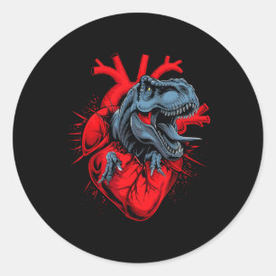 Adesivo Valentine Day T-rex Heartbeat Roar Love