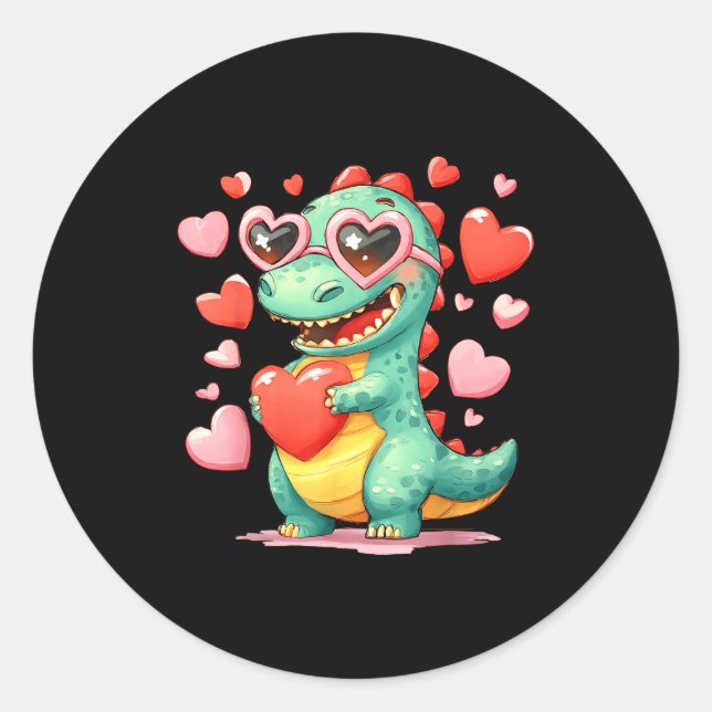 Adesivo Valentine Dinosaur Trex Holding Heart Girl Sunl Bo (Frente)