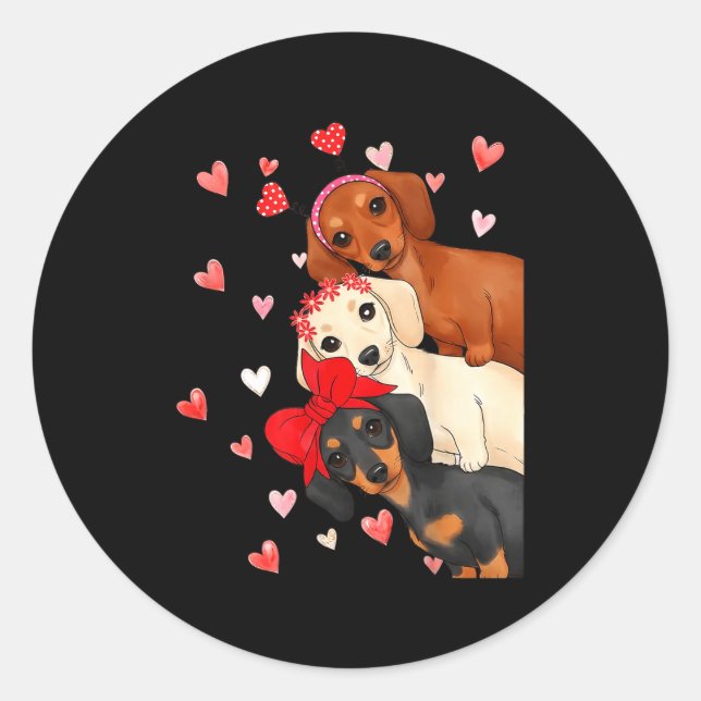 Adesivo Valentine’s Day Dog Cute Dachshund Dogs For Dog Mo (Frente)