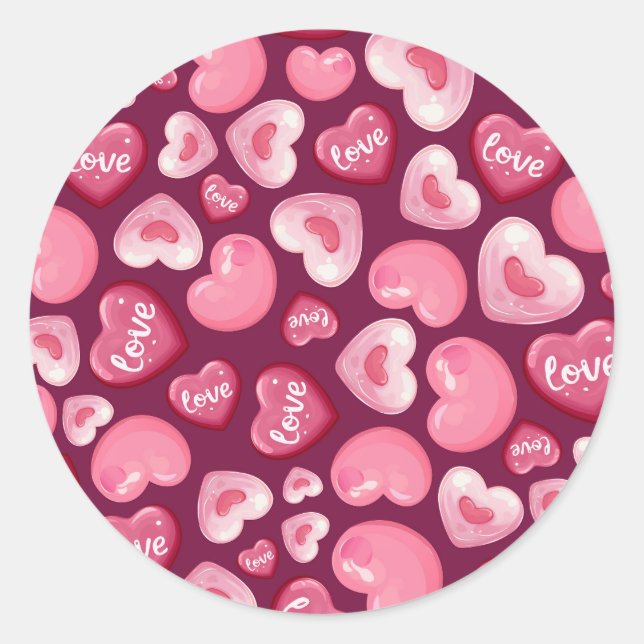 Adesivo Valentine’s Day Love Hearts. Sweet and Glossy Hea (Frente)