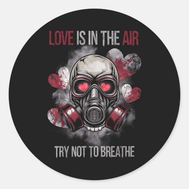 Adesivo Valentine Skull Gas Mask Love Romance  (Frente)
