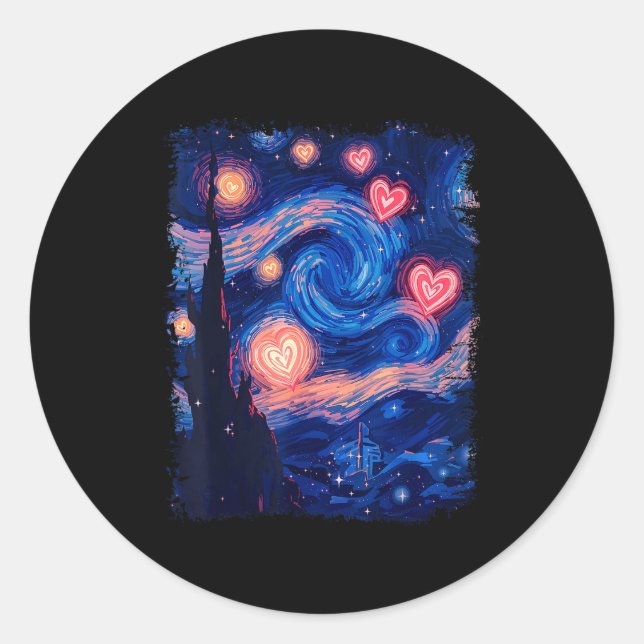 Adesivo Valentine Van Gogh Starry Night Heart Matching Cou (Frente)