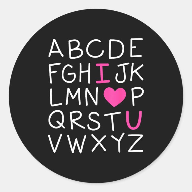 Adesivo Valentines Day Abc I Love You Alphabet Teacher Gir (Frente)
