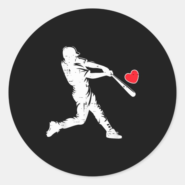 Adesivo Valentines Day Baseball Batter Silhouette Heart Me (Frente)
