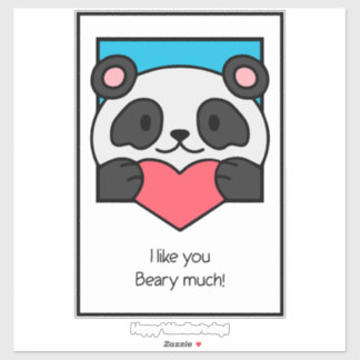 Adesivo Valentines Day Card Friends Panda Heart