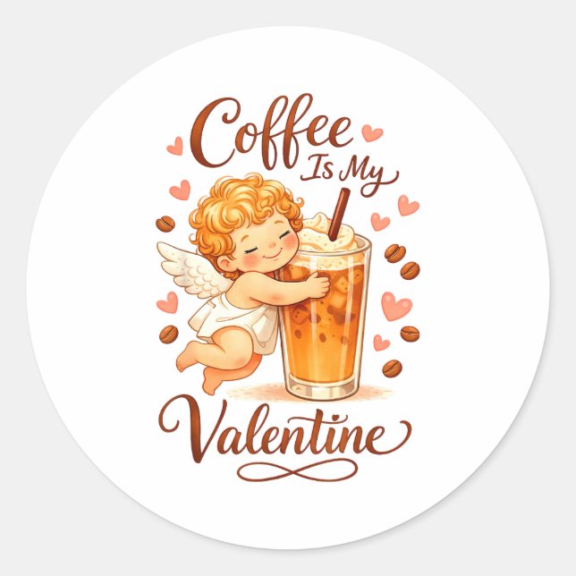 Adesivo Valentine's Day Coffee Is My Valentine Coffee Love (Frente)